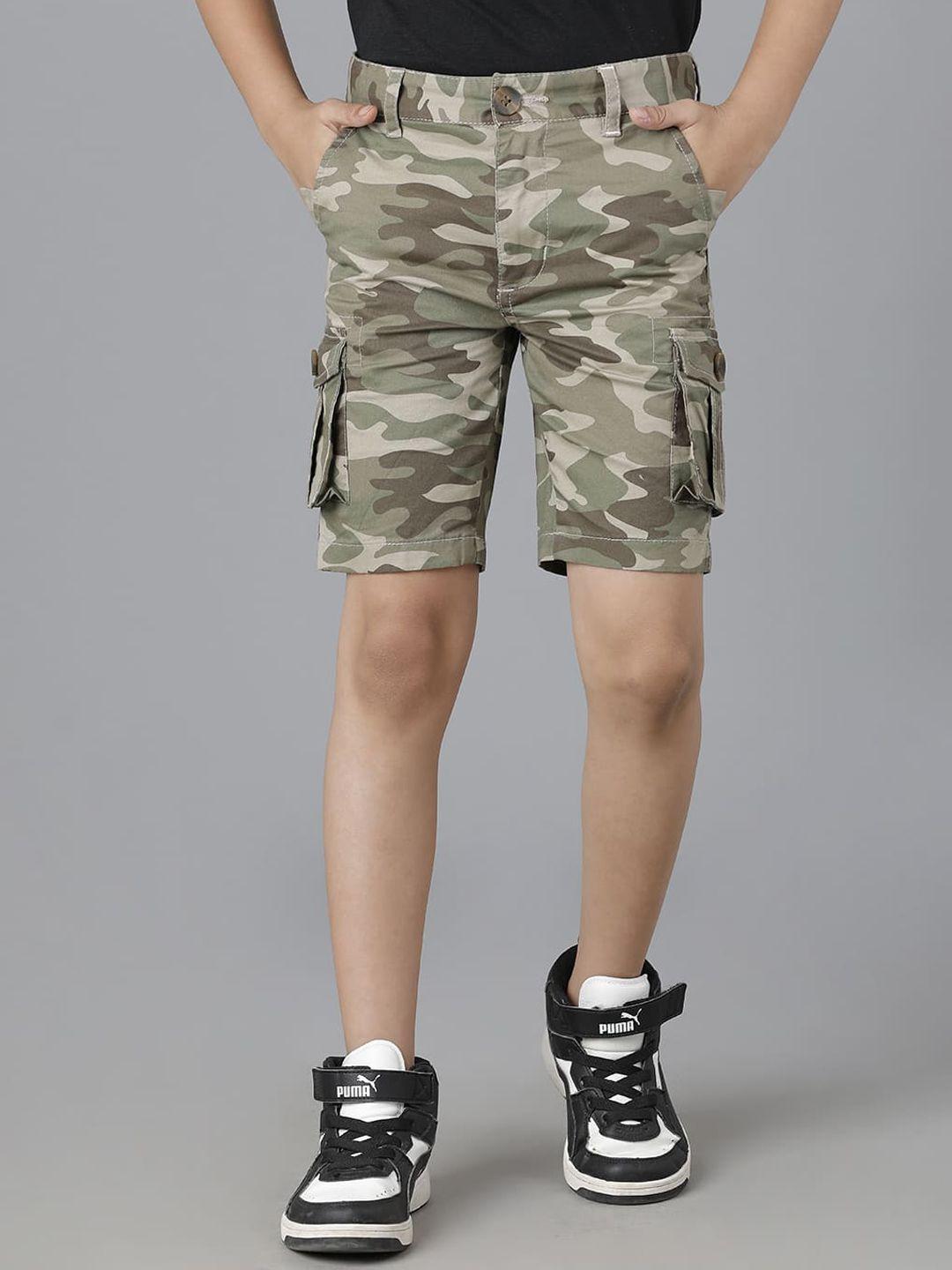 under fourteen only boys camouflage printed cotton cargo shorts