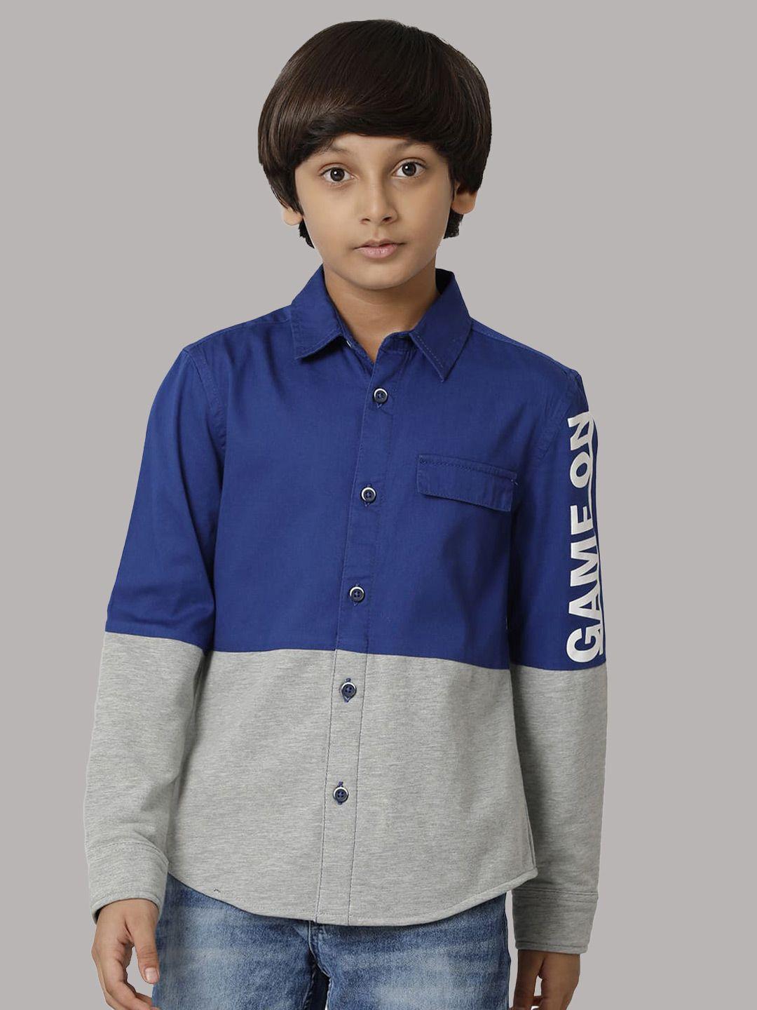 under fourteen only boys colourblocked casual cotton shirt