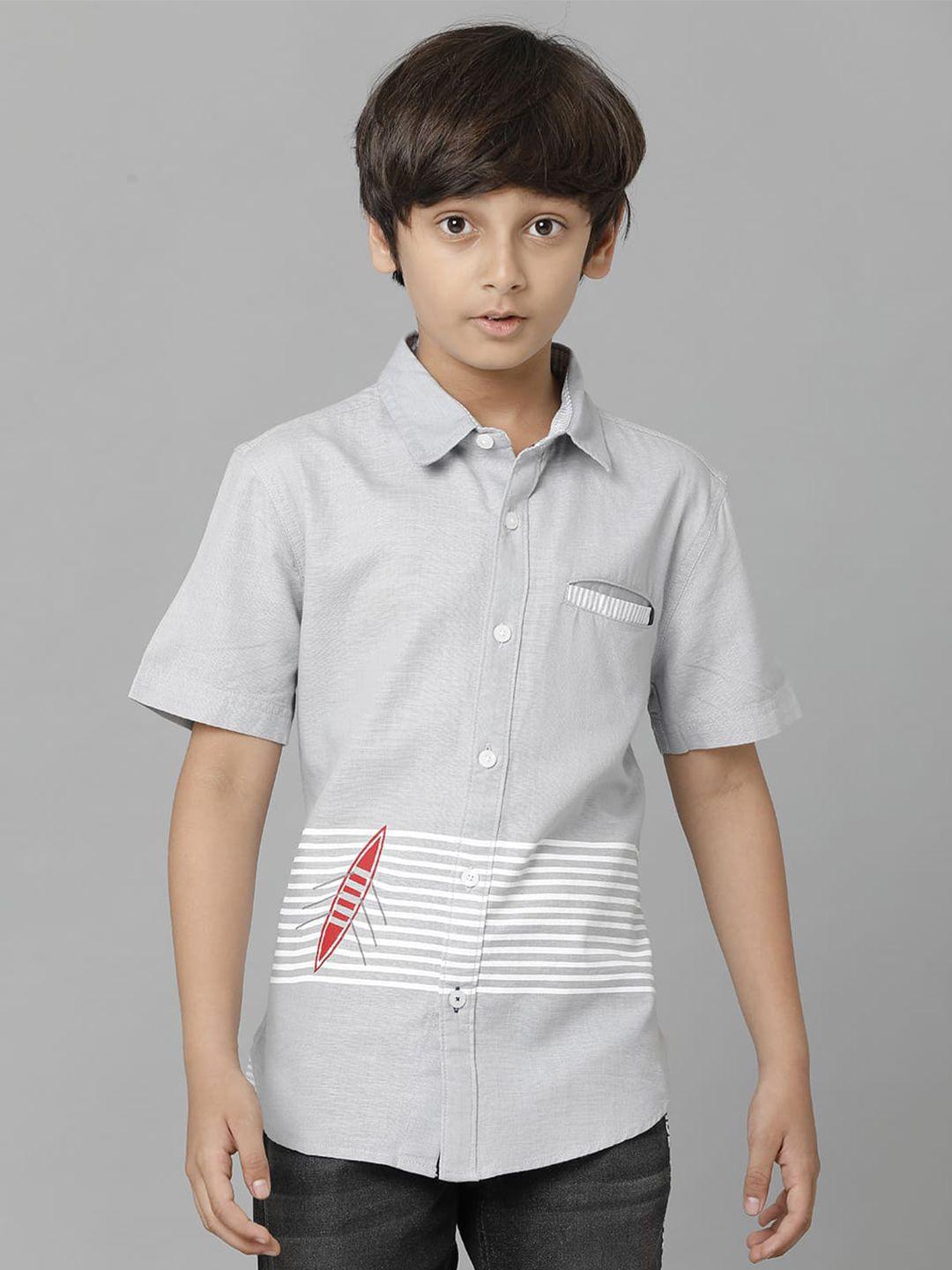 under fourteen only boys horizontal striped casual cotton shirt