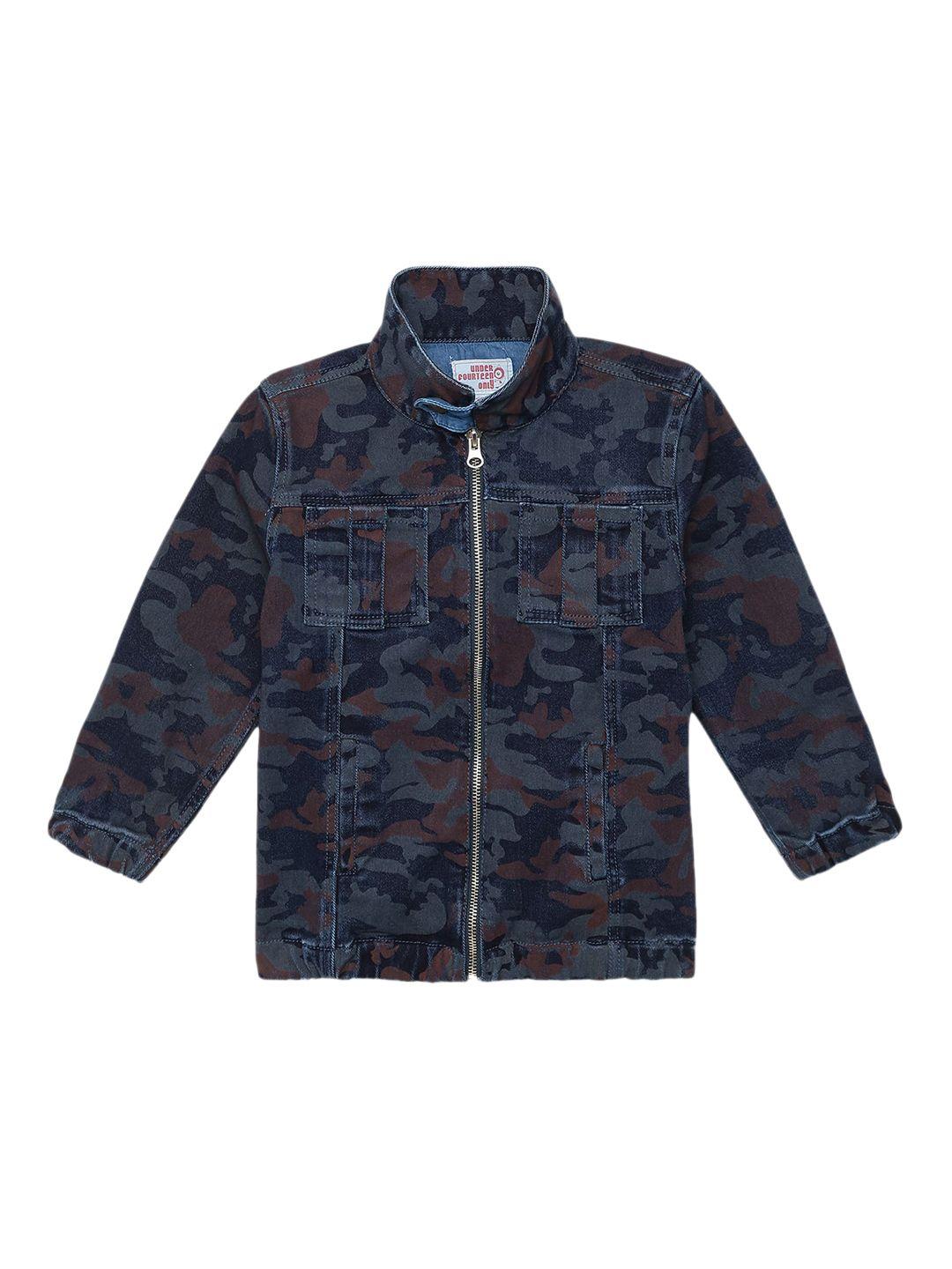 under fourteen only boys navy blue camouflage cotton tailored jacket