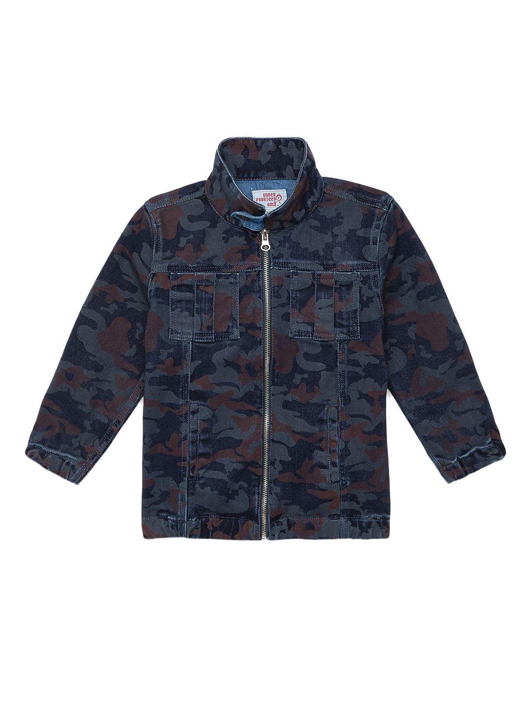 under fourteen only boys navy blue camouflage cotton tailored jacket