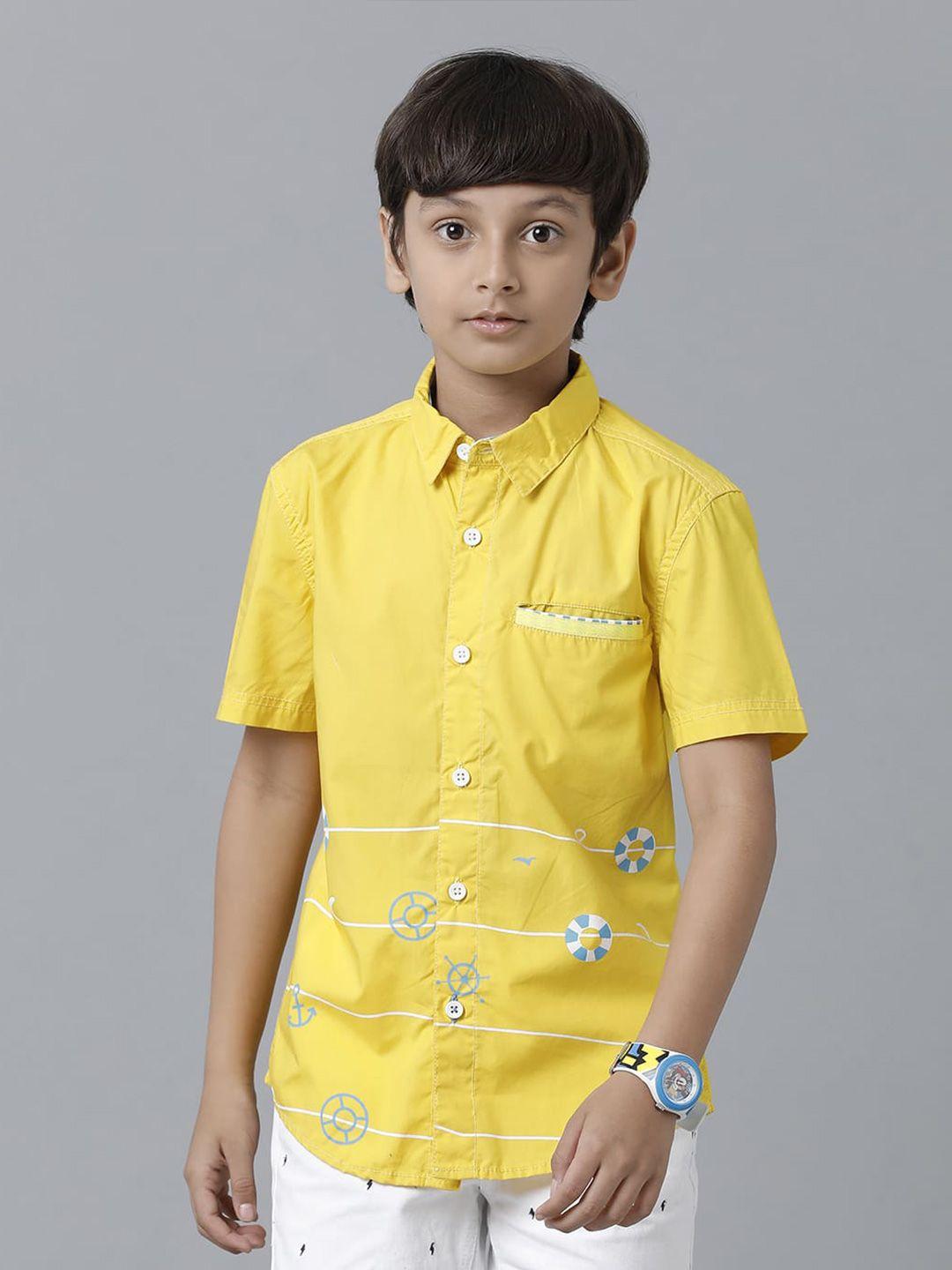under fourteen only boys printed cotton casual shirt