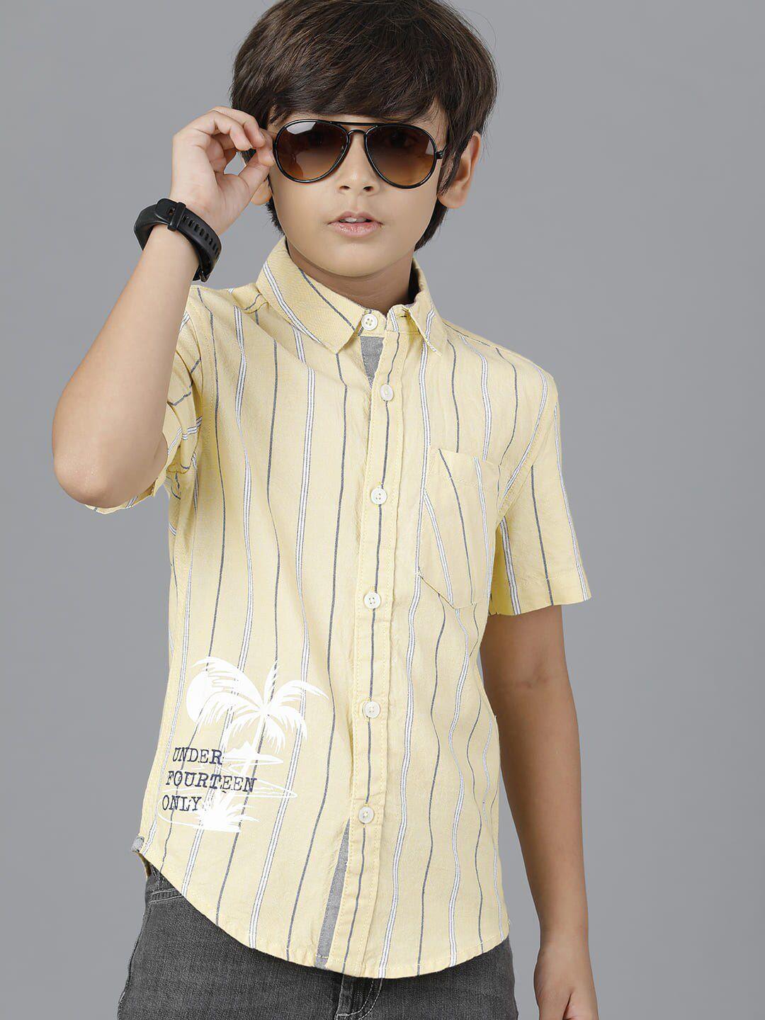under fourteen only boys striped casual cotton shirt