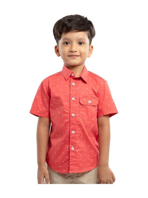 under fourteen only kids coral red printed shirt