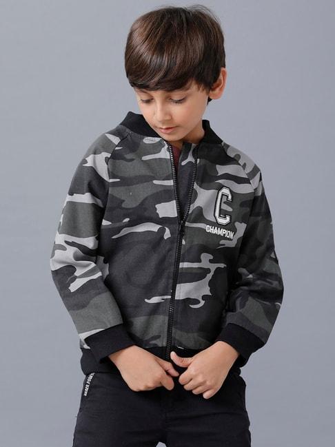 under fourteen only kids grey & white camouflage full sleeves jacket