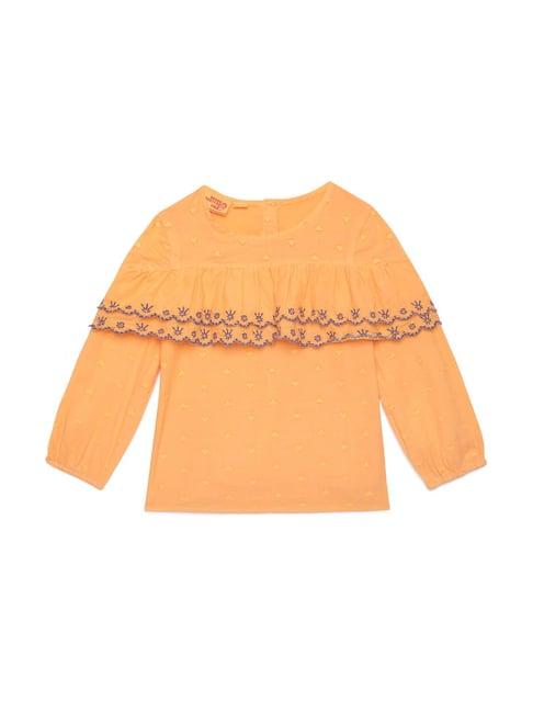 under fourteen only kids orange embroidered top