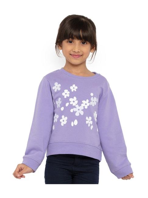 under fourteen only kids purple & white floral print full sleeves sweatshirt