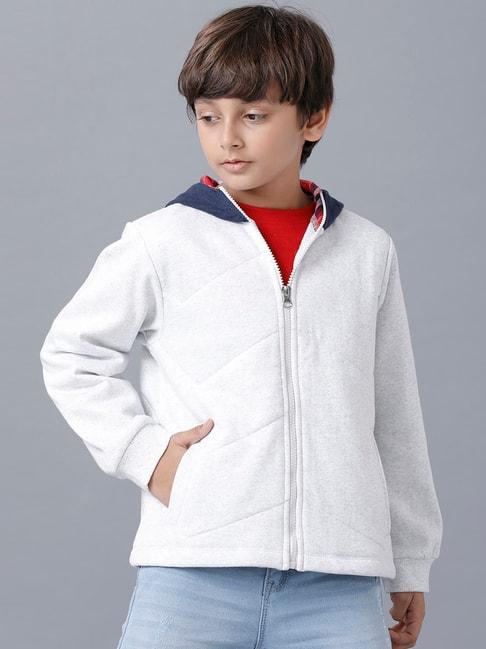 under fourteen only kids white & navy regular fit full sleeves sweatshirt