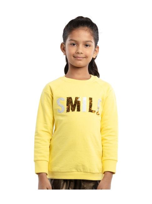 under fourteen only kids yellow embellished full sleeves sweatshirt