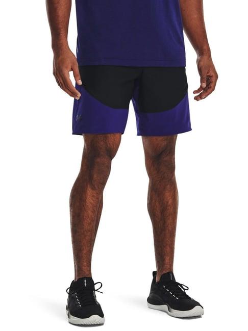 under armour black & blue classic fit colour block sports shorts