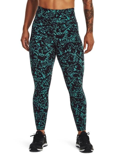 under armour black & blue printed sports tights