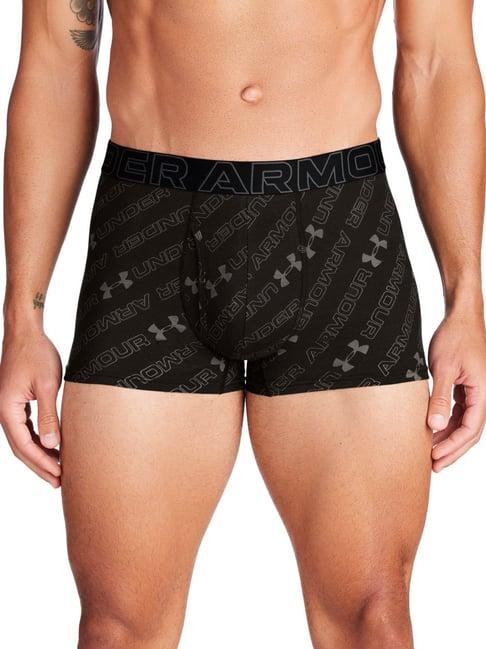 under armour black cotton fitted logo printed boxers