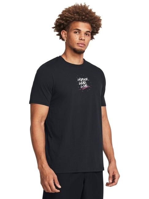 under armour black cotton slim fit printed t-shirt