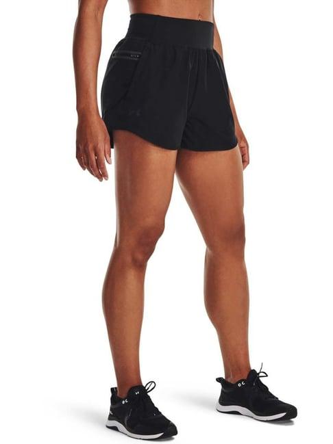 under armour black mid rise sports shorts