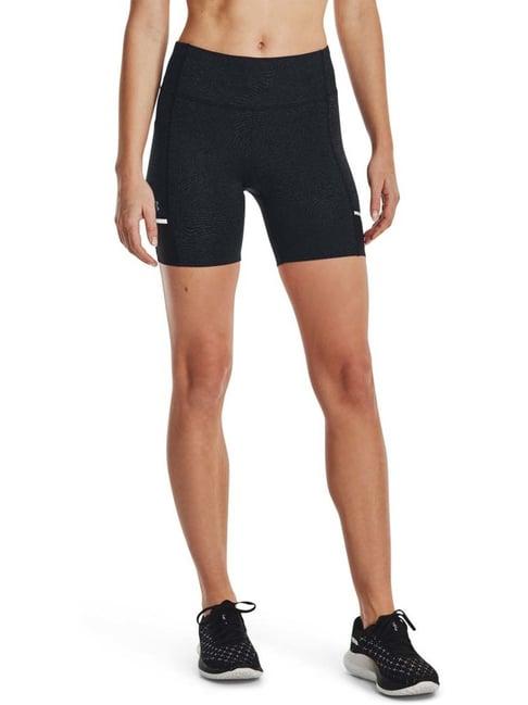 under armour black printed mid rise sports shorts