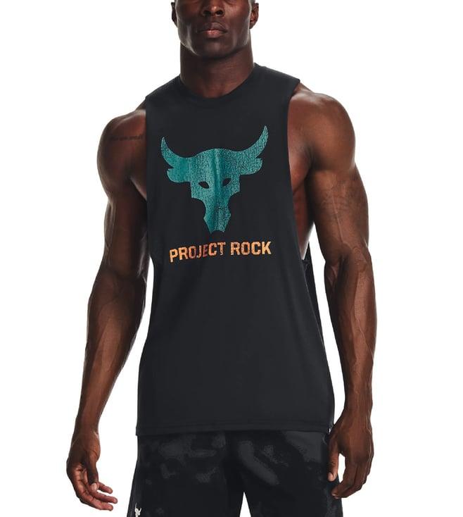 under armour black project rock brahma bull printed regular fit tank t-shirt