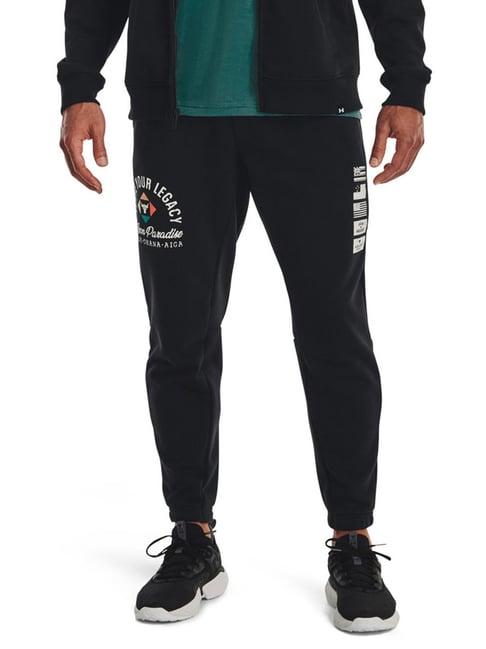 under armour black regular fit printed sports joggers
