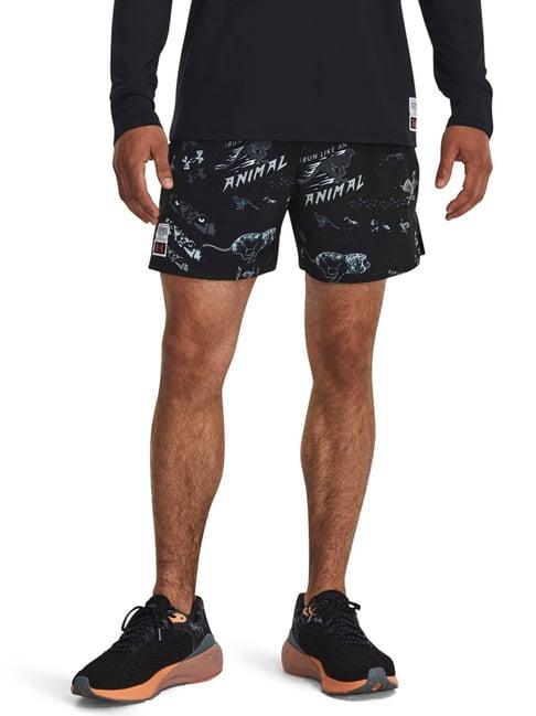 under armour black slim fit printed sports shorts