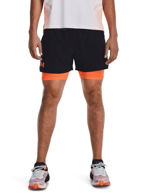under armour black super fit self pattern 2-in-1 sports shorts