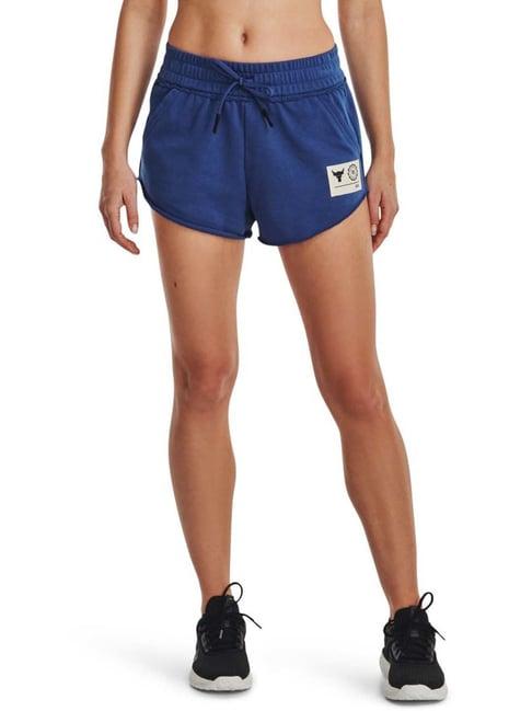 under armour blue cotton mid rise sports shorts