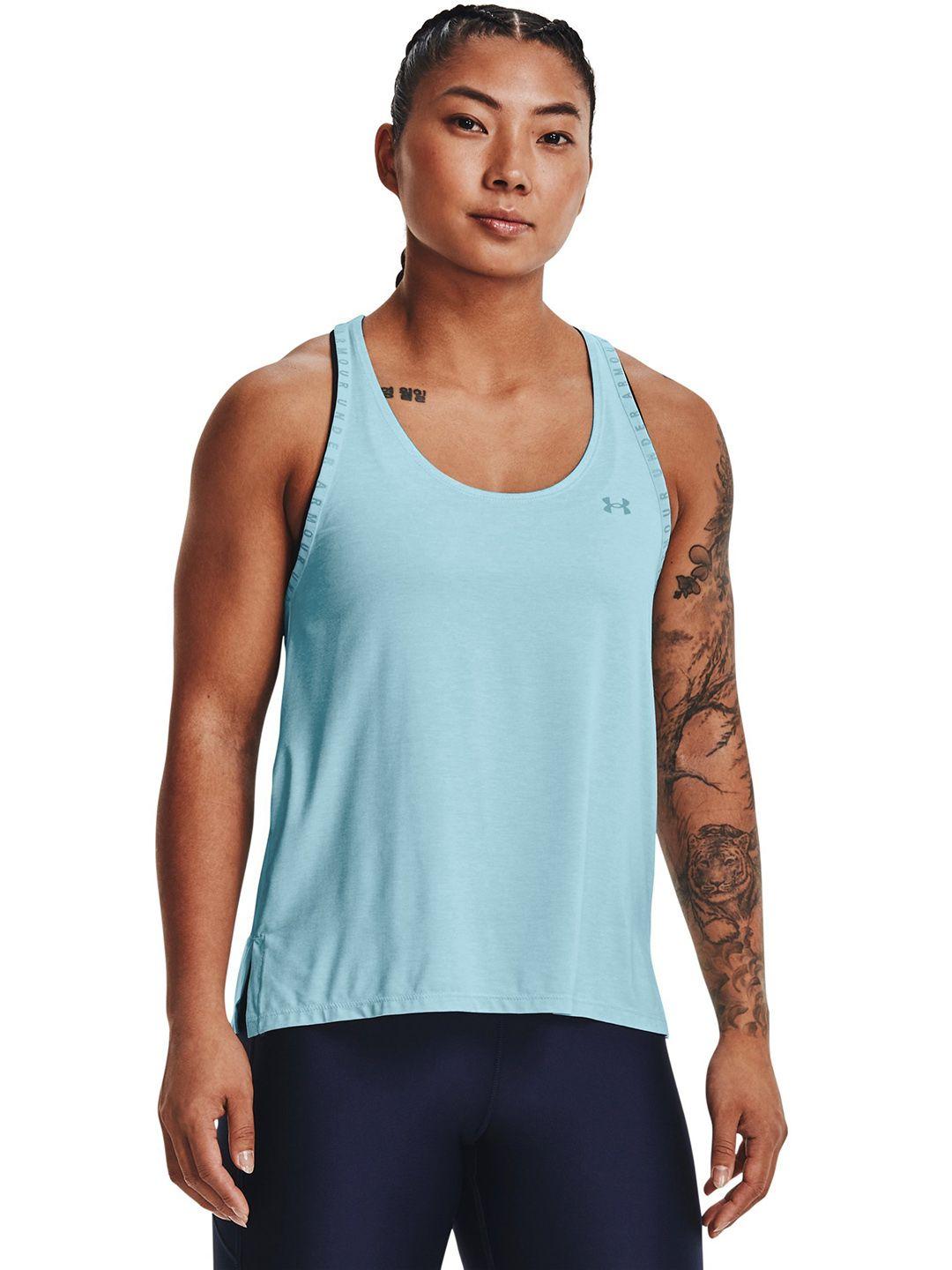 under armour blue knockout mesh back tank top