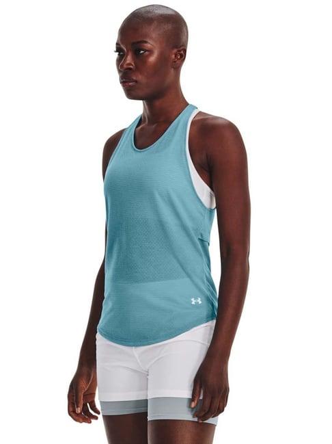 under armour blue logo print sports tank top