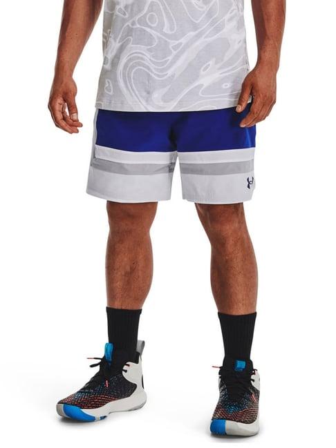 under armour blue loose fit colour block sports shorts