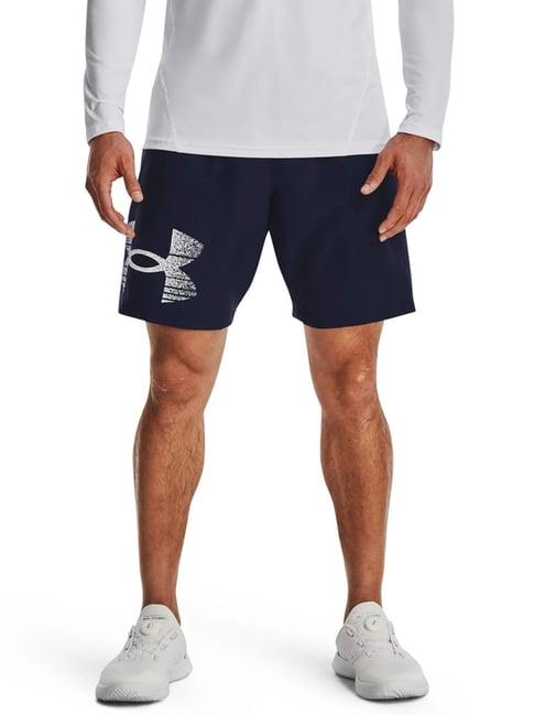 under armour blue loose fit printed sports shorts