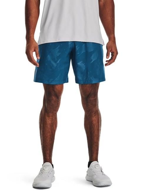 under armour blue loose fit printed sports shorts