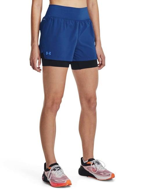 under armour blue mid rise sports shorts