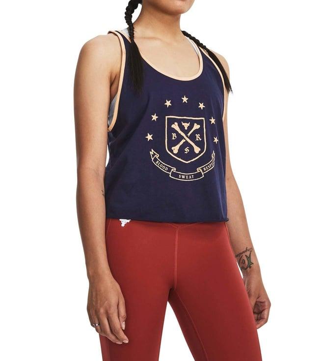 under armour blue printed loose fit tank top