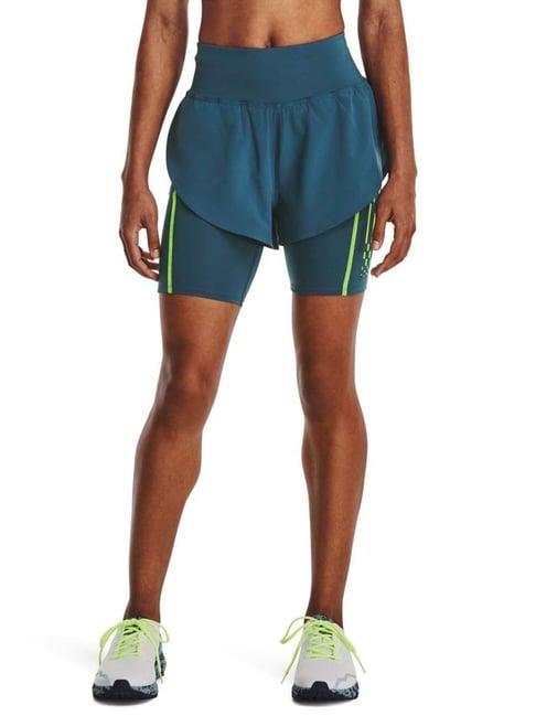 under armour blue striped mid rise sports shorts