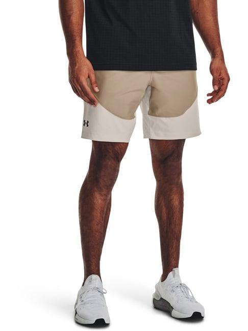 under armour brown & beige classic fit colour block sports shorts