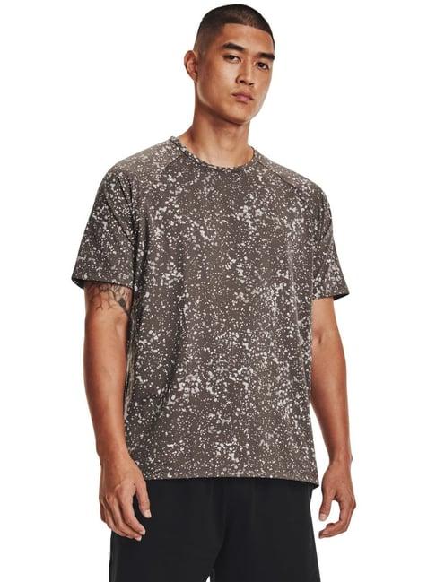 under armour brown muscle fit self pattern sports t-shirt