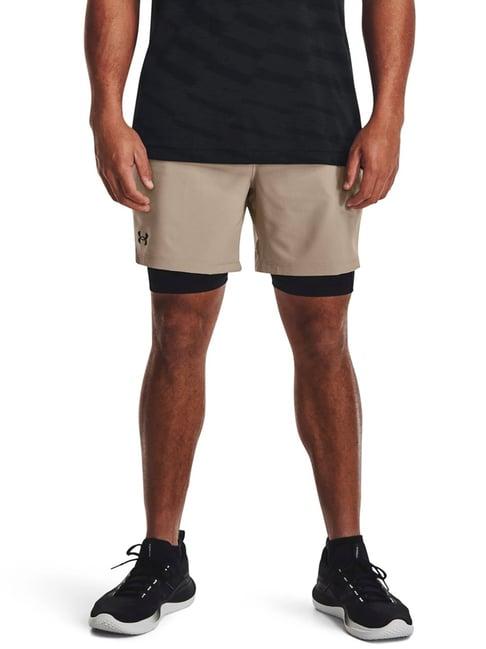 under armour brown slim fit sports shorts