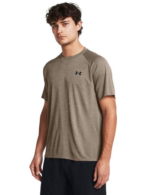 under armour brown slim fit texture t-shirt