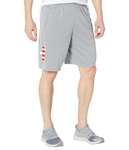 under armour freedom tech big flag logo shorts, steel light heather/none, x-large