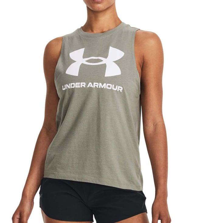 under armour green logo loose fit tank top