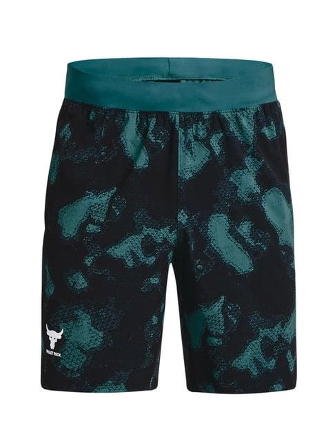 under armour green loose fit printed sports shorts