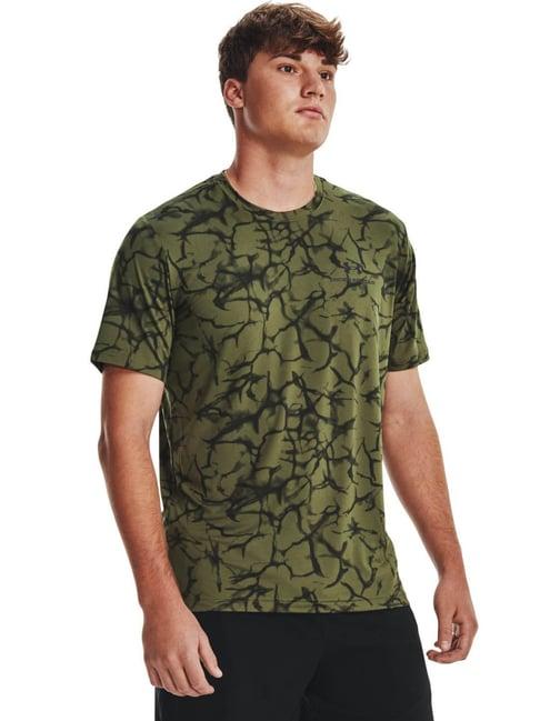 under armour green regular fit printed sports t-shirt