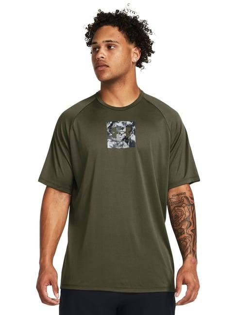 under armour green slim fit printed t-shirt