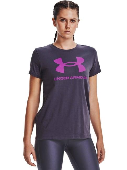 under armour grey cotton logo print sports t-shirt