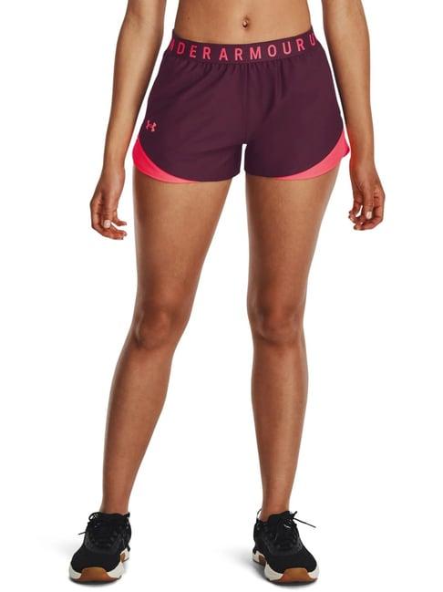 under armour maroon mid rise sports shorts