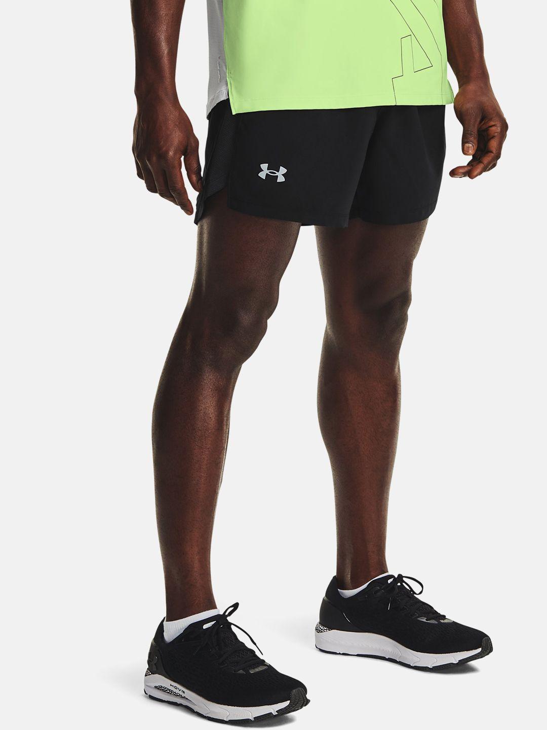 under armour men black launch run 5" shorts