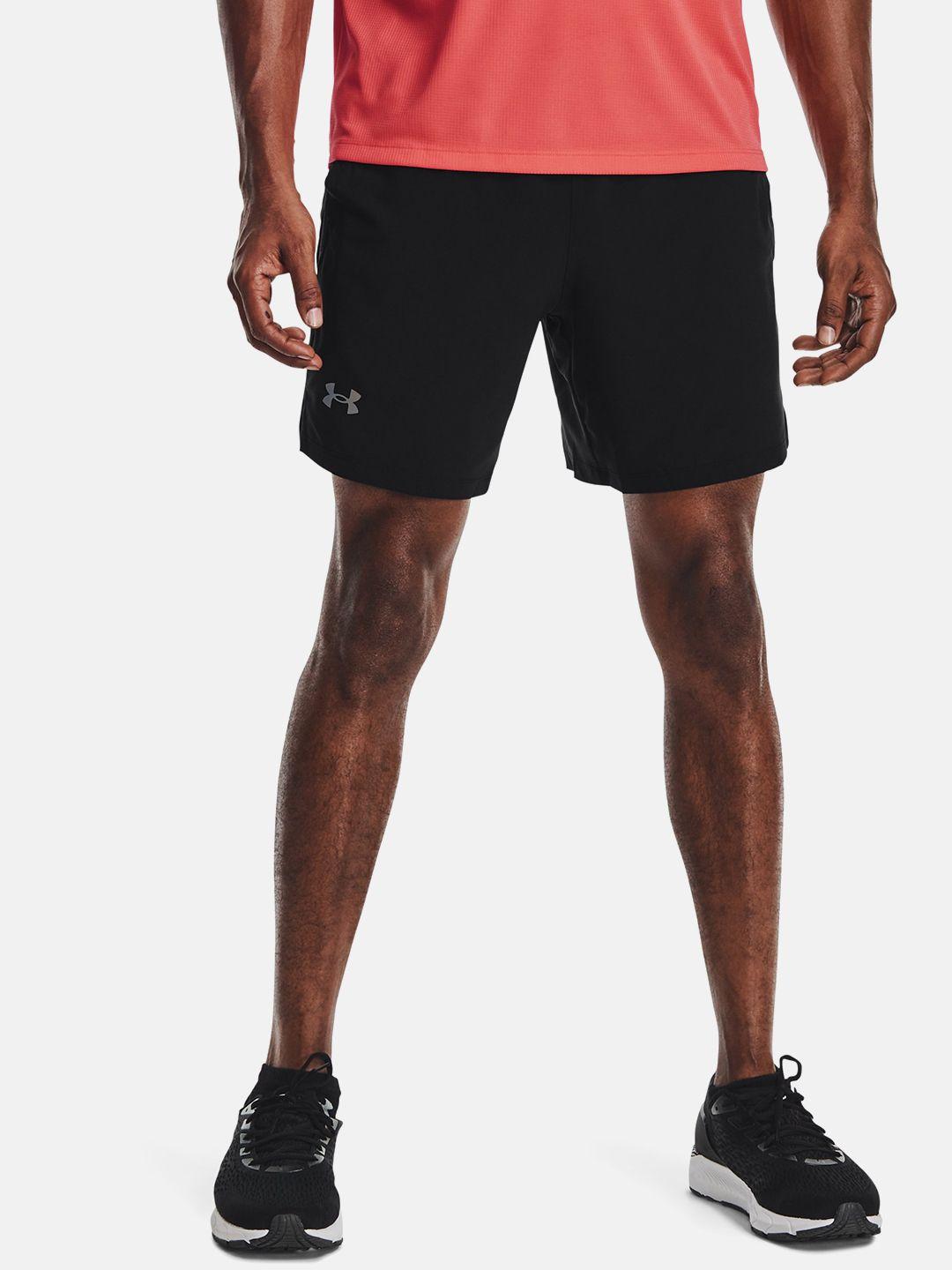 under armour men black launch run 7" shorts