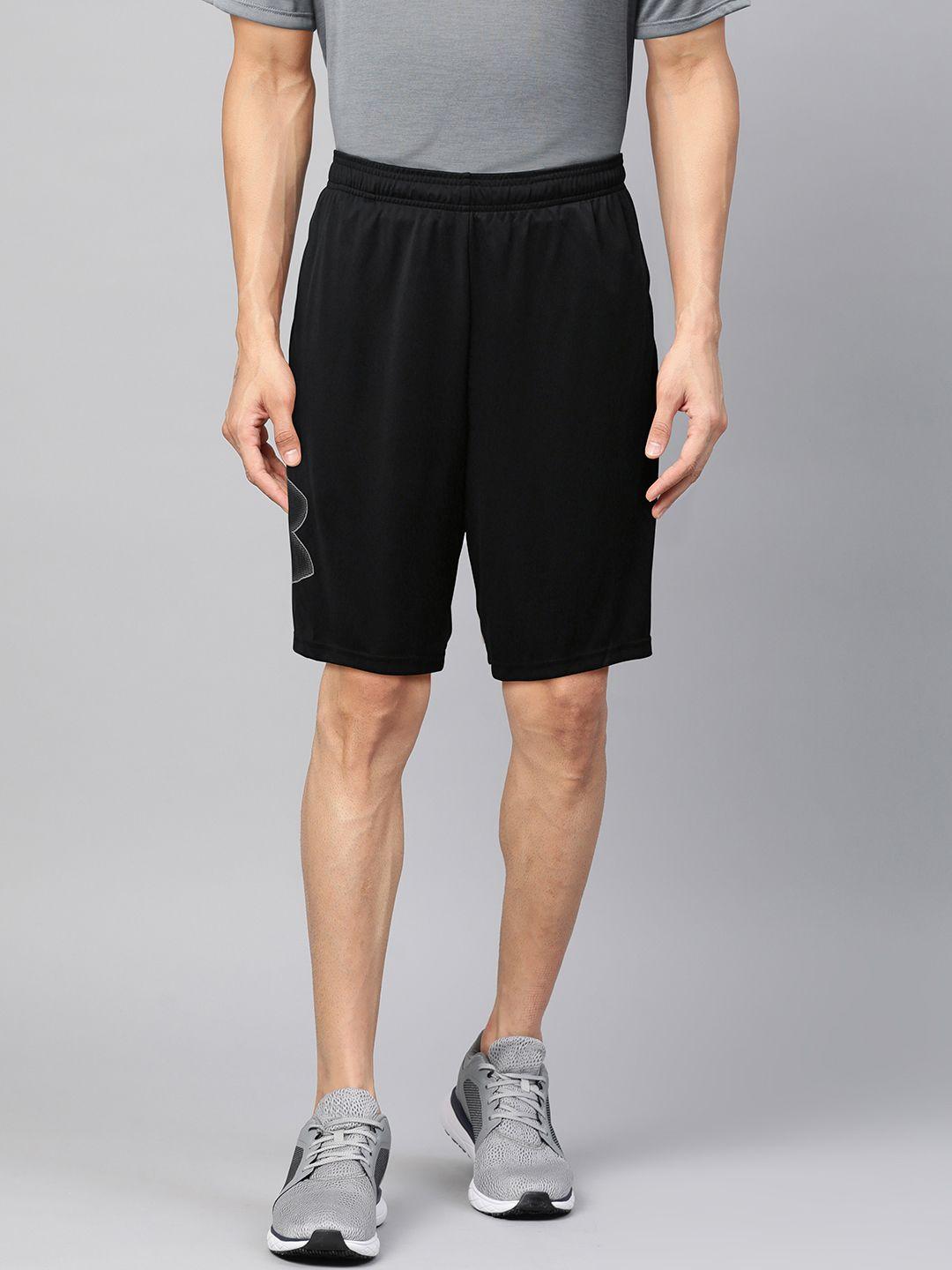 under armour men black solid tech graphic shorts