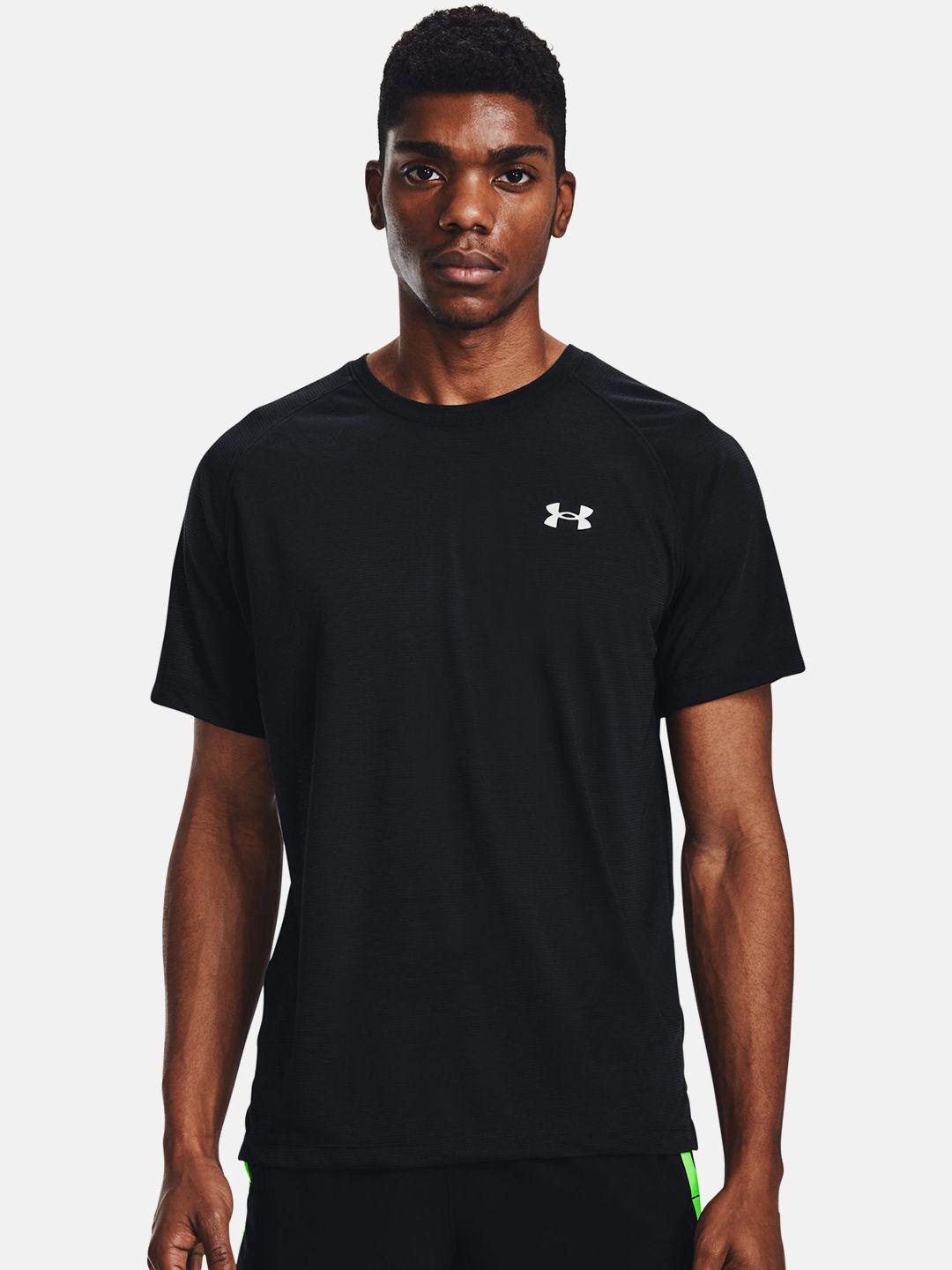 under armour men black streaker ss brand logo printed running t-shirt