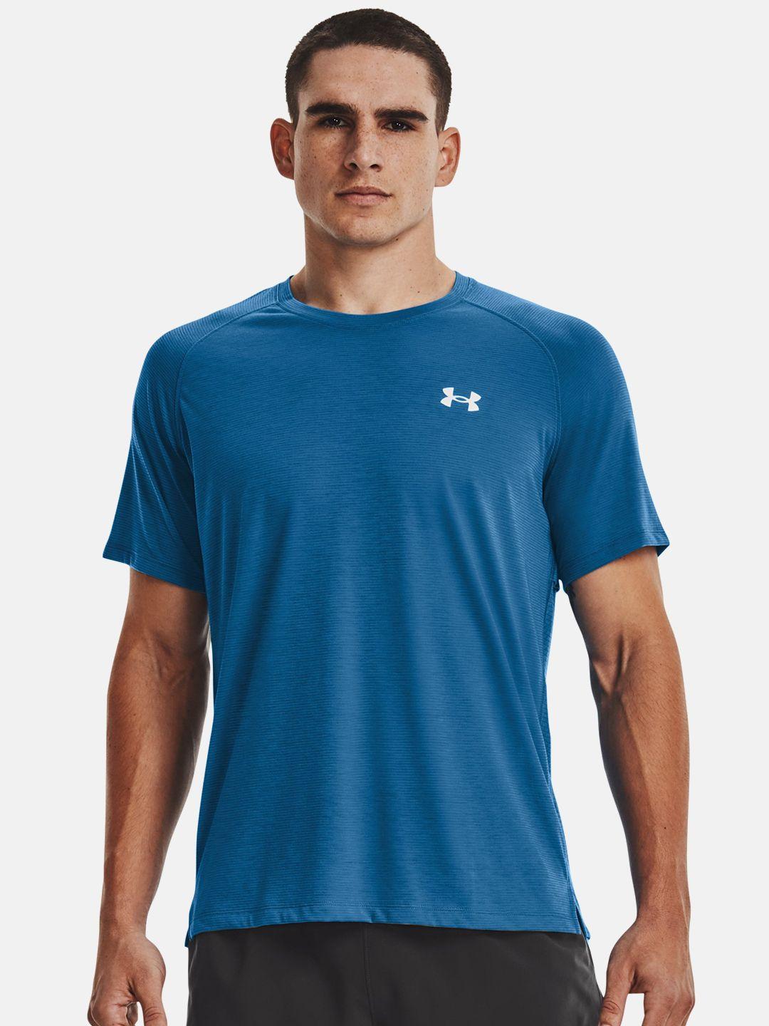 under armour men blue solid t-shirt