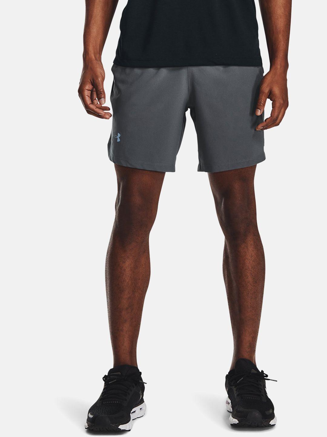 under armour men grey & black colourblocked sports shorts