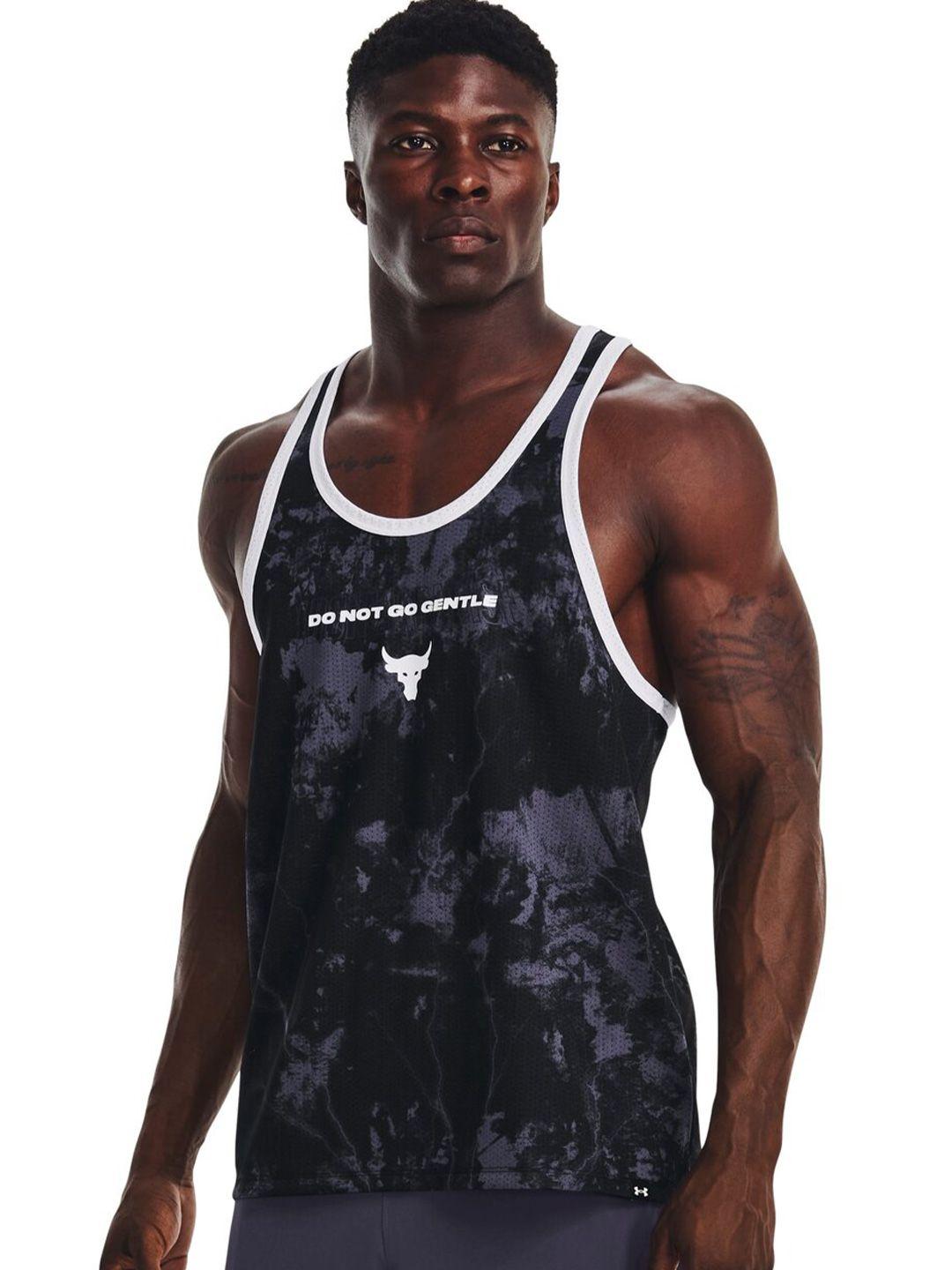 under armour men project rock typographic printed mesh relaxed fit training tank t-shirt